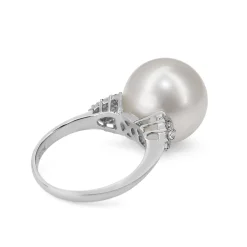 Platinum 14mm South Sea Pearl and Diamond Ring