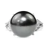 Platinum 13mm Tahitian Pearl and Diamond Cocktail Ring