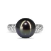 Platinum 10.3mm Tahitian Pearl and Diamond Ring