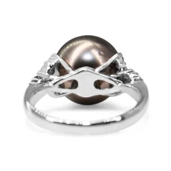 Platinum 11.6mm Tahitian Pearl and Diamond Ring
