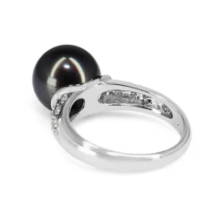 Platinum 10.3mm Tahitian Pearl and Diamond Ring