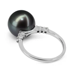 Platinum 11.7mm Tahitian Pearl and Diamond Ring