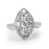 Platinum Old Cut Art Deco Diamond Marquise Shaped Ring