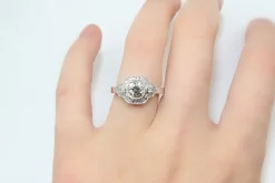 Platinum Old Cut Diamond Art Deco Style Ring