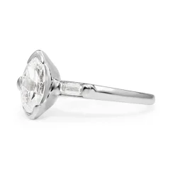 Platinum Old Cut Marquise Diamond Ring