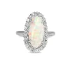 Platinum Opal and Diamond Halo Ring