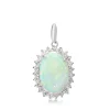 Platinum Opal and Diamond Vintage Halo Pendant