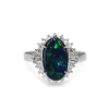 Platinum Opal and Diamond Vintage Ballerina Style Ring
