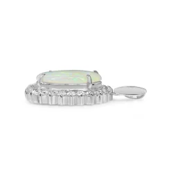 Platinum Opal and Diamond Vintage Halo Pendant