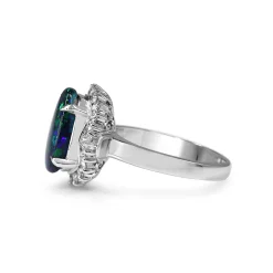 Platinum Opal and Diamond Vintage Ballerina Style Ring