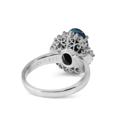 Platinum Opal and Diamond Vintage Ballerina Style Ring