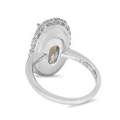 Platinum Opal and Diamond Halo Ring