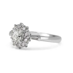 Platinum Oval Cluster Diamond Halo Ring