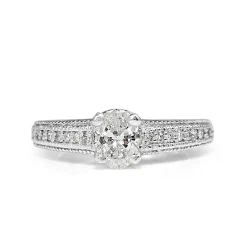 Platinum Oval Diamond Filigree Ring