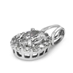 Platinum Oval Diamond Halo Necklace