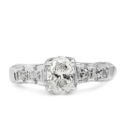 Platinum Oval Solitaire Diamond Ring