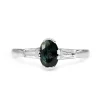 Platinum Oval Teal Sapphire and Diamond Ring