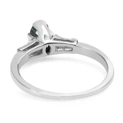 Platinum Oval Teal Sapphire and Diamond Ring