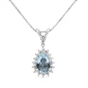 Platinum Pear Aquamarine and Diamond Necklace