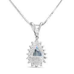 Platinum Pear Aquamarine and Diamond Necklace