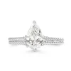 Platinum Pear Diamond Solitaire Ring with Engraved Band