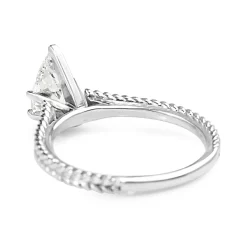 Platinum Pear Diamond Solitaire Ring with Engraved Band