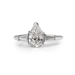 Platinum Pear Shape Diamond Ring
