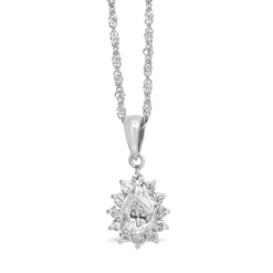 Platinum Pear Shaped Cluster Halo Pendant