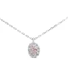 Platinum Pink and White Diamond Cluster Necklace