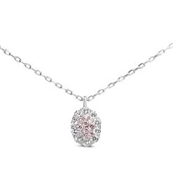 Platinum Pink and White Diamond Cluster Necklace