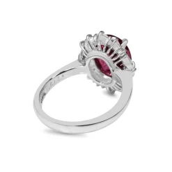 Platinum Pink Tourmaline and Diamond Cluster Halo Ring