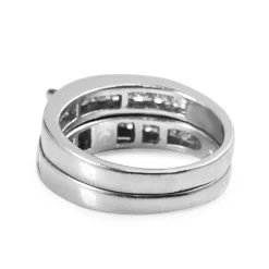 Platinum Princess Cut Diamond Solitaire Ring With Matching Band - Ring Set