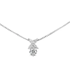 Platinum Round and Marquise Diamond Necklace