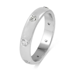 Platinum Rubbed in Diamond Set Band Ring