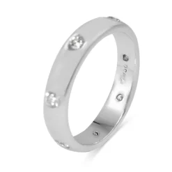 Platinum Rubbed in Diamond Set Band Ring