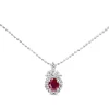Platinum Ruby and Diamond Halo Necklace