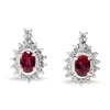 Platinum Ruby and Diamond Stud Earrings
