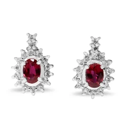 Platinum Ruby and Diamond Stud Earrings