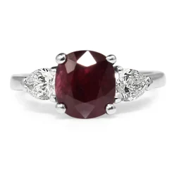 Platinum Ruby and Diamond 3 Stone Ring