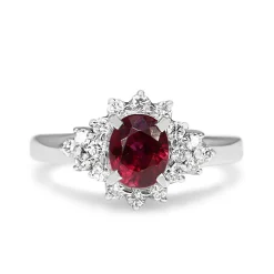 Platinum Ruby and Diamond Cluster Ring