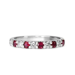 Platinum Ruby and Diamond Band Ring
