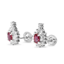 Platinum Ruby and Diamond Stud Earrings