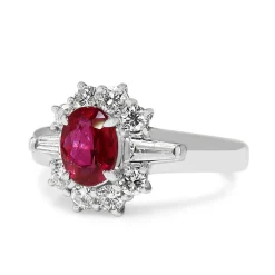 Platinum Ruby and Diamond Cluster Ring