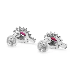Platinum Ruby and Diamond Stud Earrings