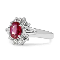 Platinum Ruby and Diamond Cluster Ring