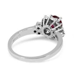 Platinum Ruby and Diamond Cluster Ring
