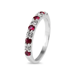 Platinum Ruby and Diamond Band Ring