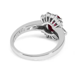 Platinum Ruby and Diamond Cluster Ring