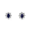Platinum Sapphire and Diamond Halo Earrings