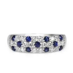 Platinum Sapphire and Diamond Pavé Band Ring